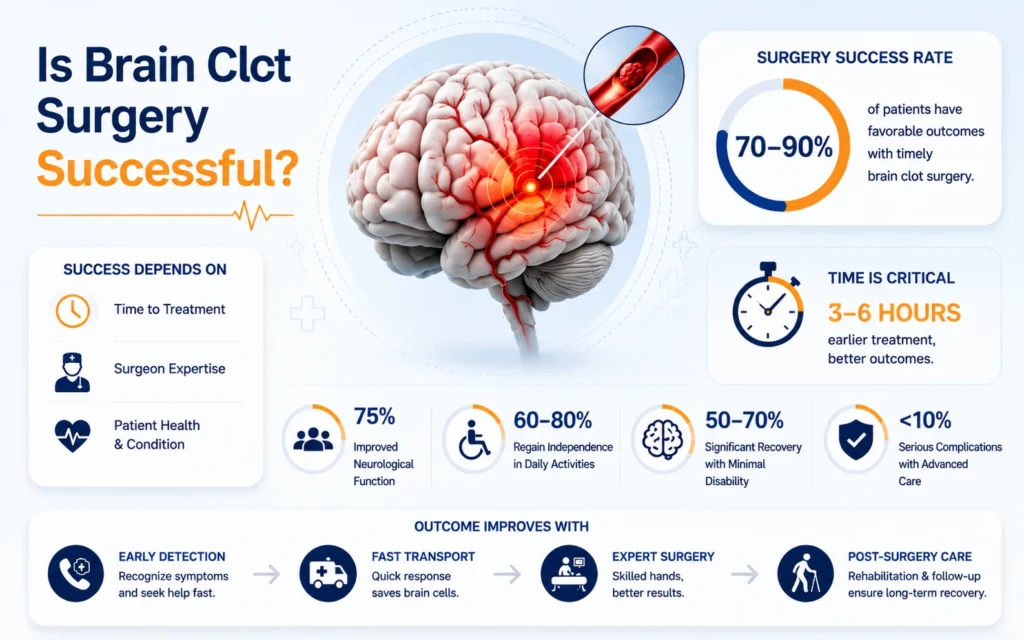 Is the brain clot surgery successful 